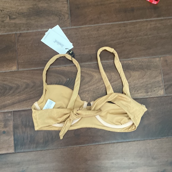 Vitamin A gold bikini top SIZE10 large nwt shimmery tie back. C cup - Picture 6 of 9